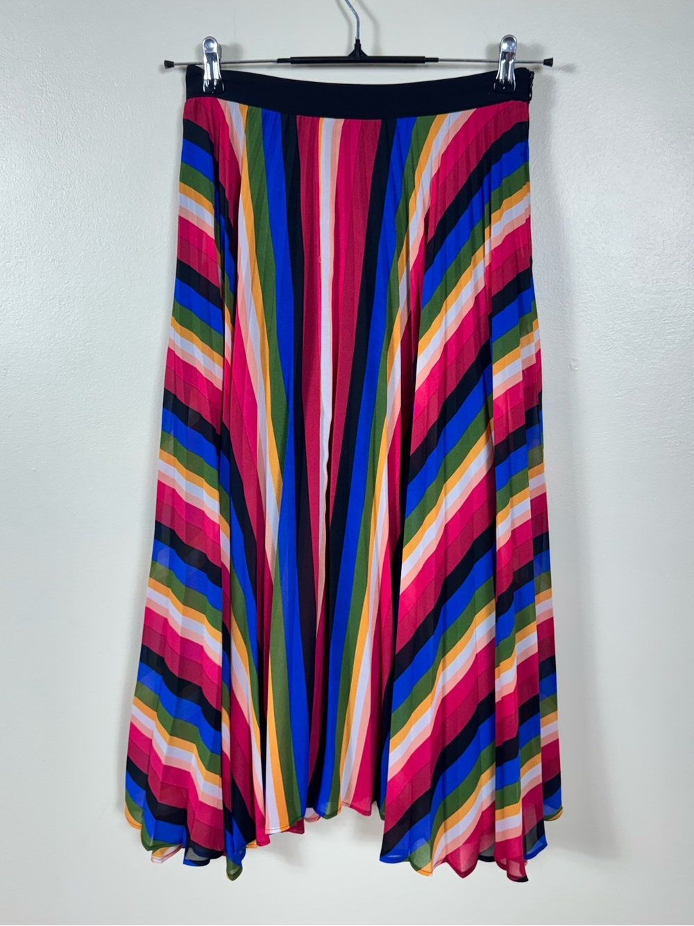 Womens Striped Rainbow Maxi Skirt Large Retro Statement Festival Bohemian Y2K